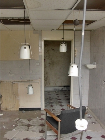 Decaying interior of derelict offices in the London Borough of Greenwich
