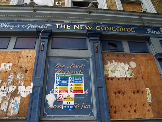Derelict South London pub in Bermondsey. The New Concorde once frequented by the Gallagher brothers from Oasis