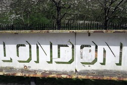 Rusty sign for London Industrial Park in Beckton