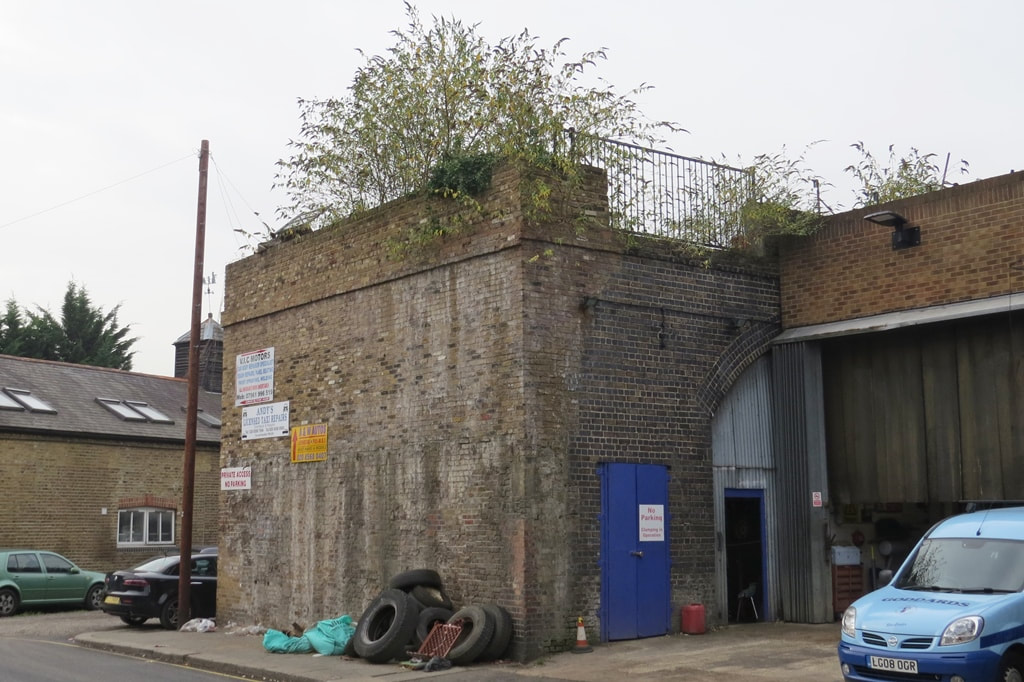 Remains of disused railway viaduct  of the Brentford Branch Line (aka Brentford Dock Line) in West London