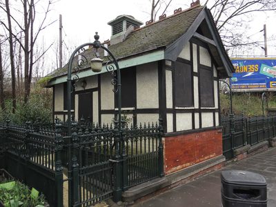 Grade 2 listed disused and derelict public toilets in Bruce Grove, Tottenham, N17