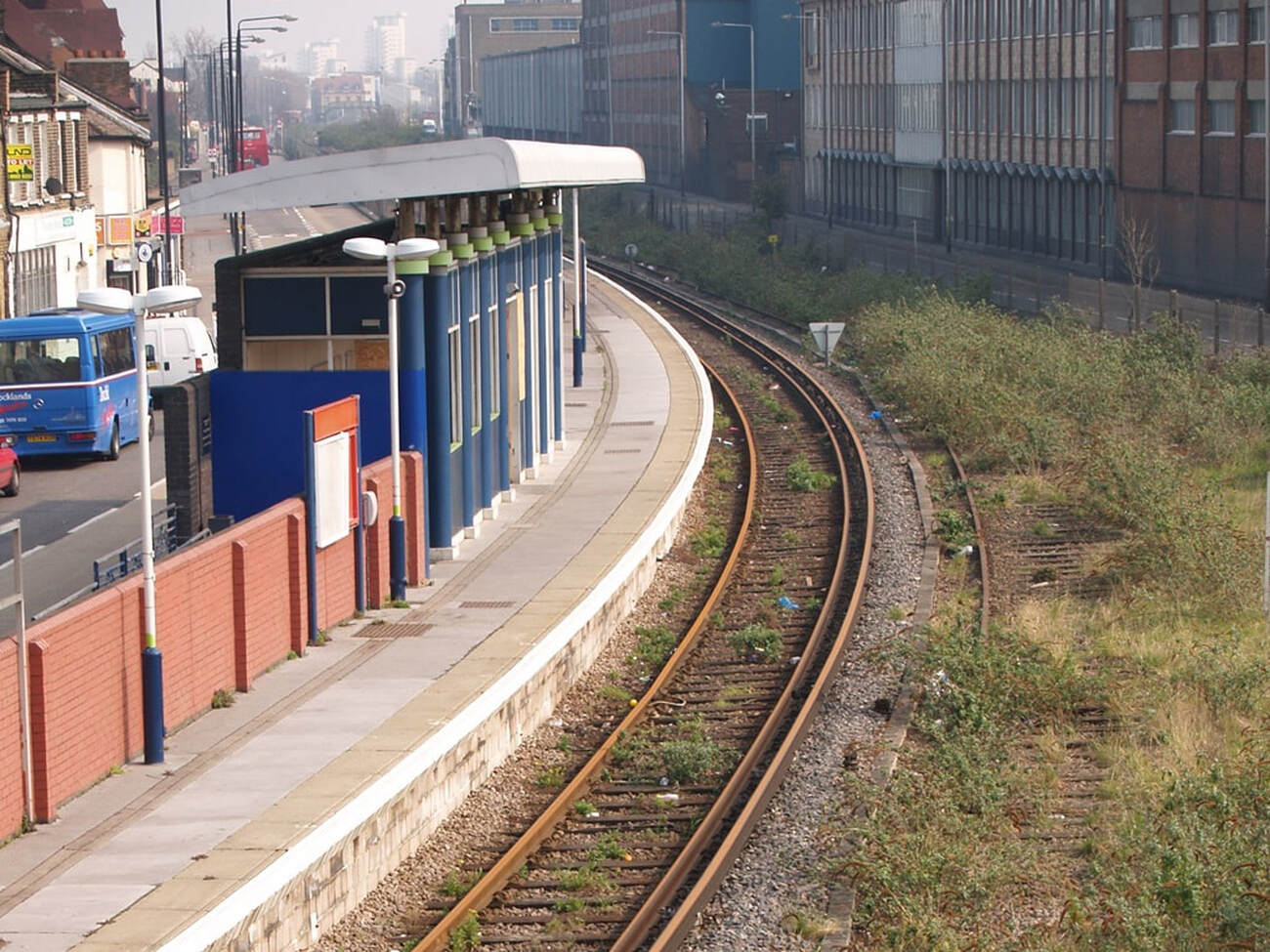 Silvertown Station building and platforms shortly after closure 