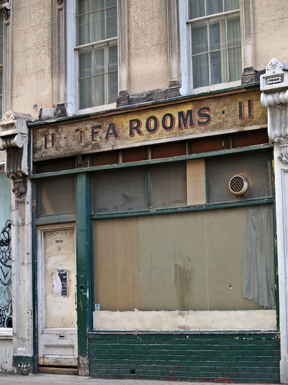 The derelict Tea Rooms in Holborn, London another closed down greasy spoon cafe 