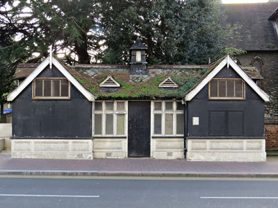 SE9 Eltham disused public toilets by St Johns Church on Well Hall Road
