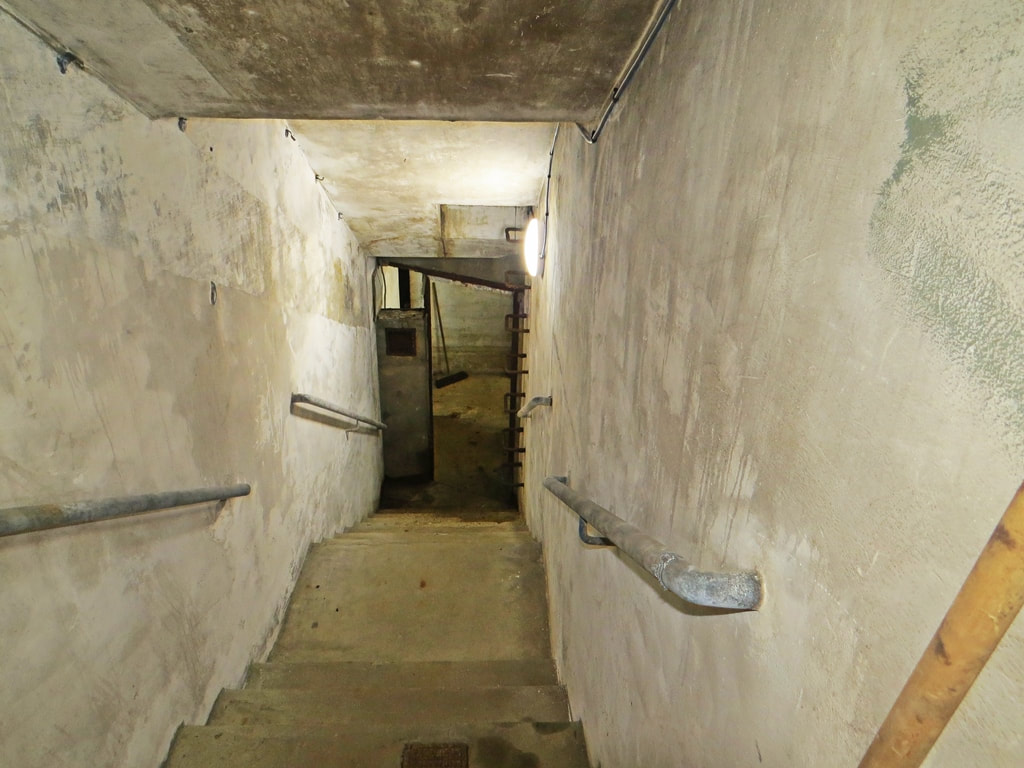 Concrete steps beneath Urdang Academy in London leads to a Cold War Defence shelter