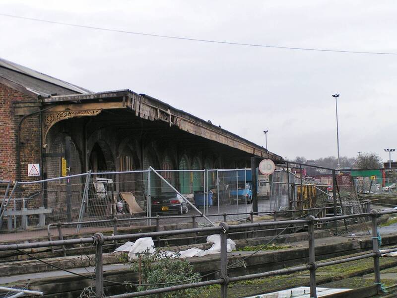  Abandoned buildings and  disused railways in post-industrial district at Kings Cross