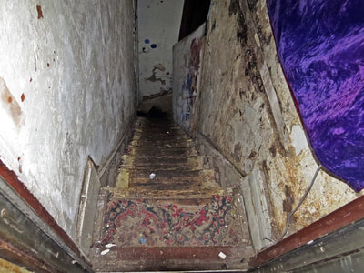 Dangerous staircase in abandoned building in East London