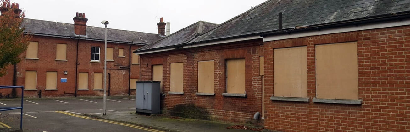 Picture of vacant and derelict buildings at Barnes Hospital in East Sheen