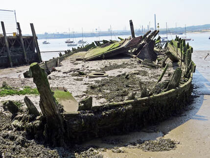 shipwreck on the River Thames at Grays Beach. The Gull Lightship in 2018