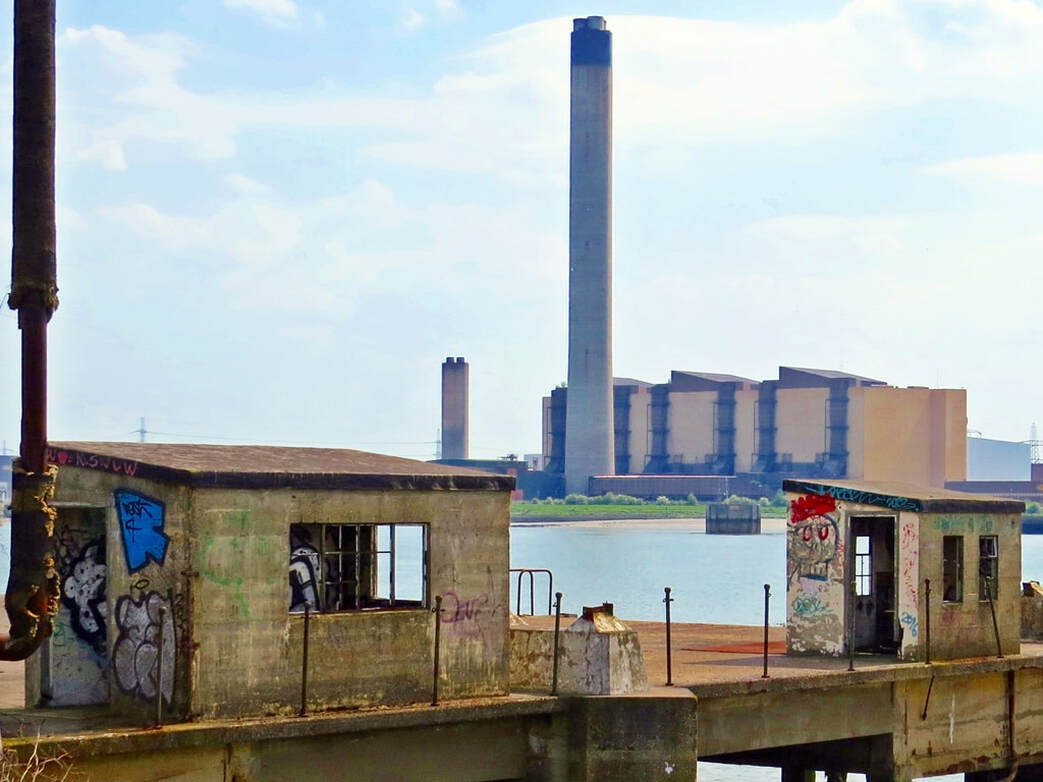 Abandoned Jetty in Purfleet with the Redundant Littlebrook Power Station, Dartford across the Thames