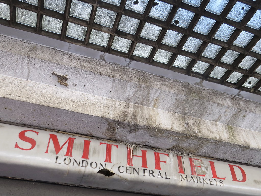 Derelict London sign for Smithfield London Central Market