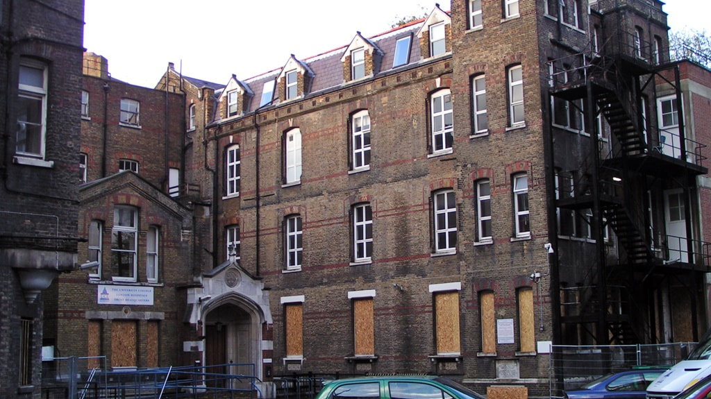 The Euston Hospital buildings were all demolished in 2017 to be used as a construction site for the HS2 rail project.