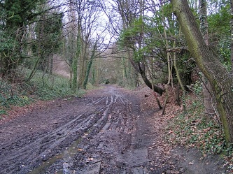 Muddy footpath along route of abandoned North London railway line