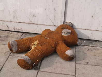 Abandoned forlorn teddy bear in Elephant & Castle South London