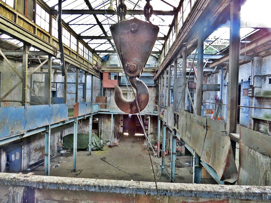 Derelict London factory interior in Tower Hamlets,East London