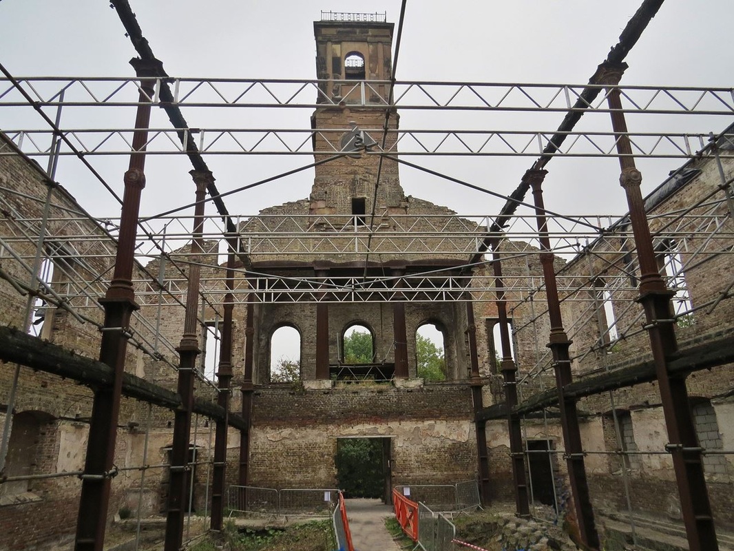 Picture of the interior of the derelict Sheerness Dockyard Church before restoration takes place
