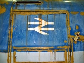 British Rail logo on decaying Waterloo and City Line Tube Train