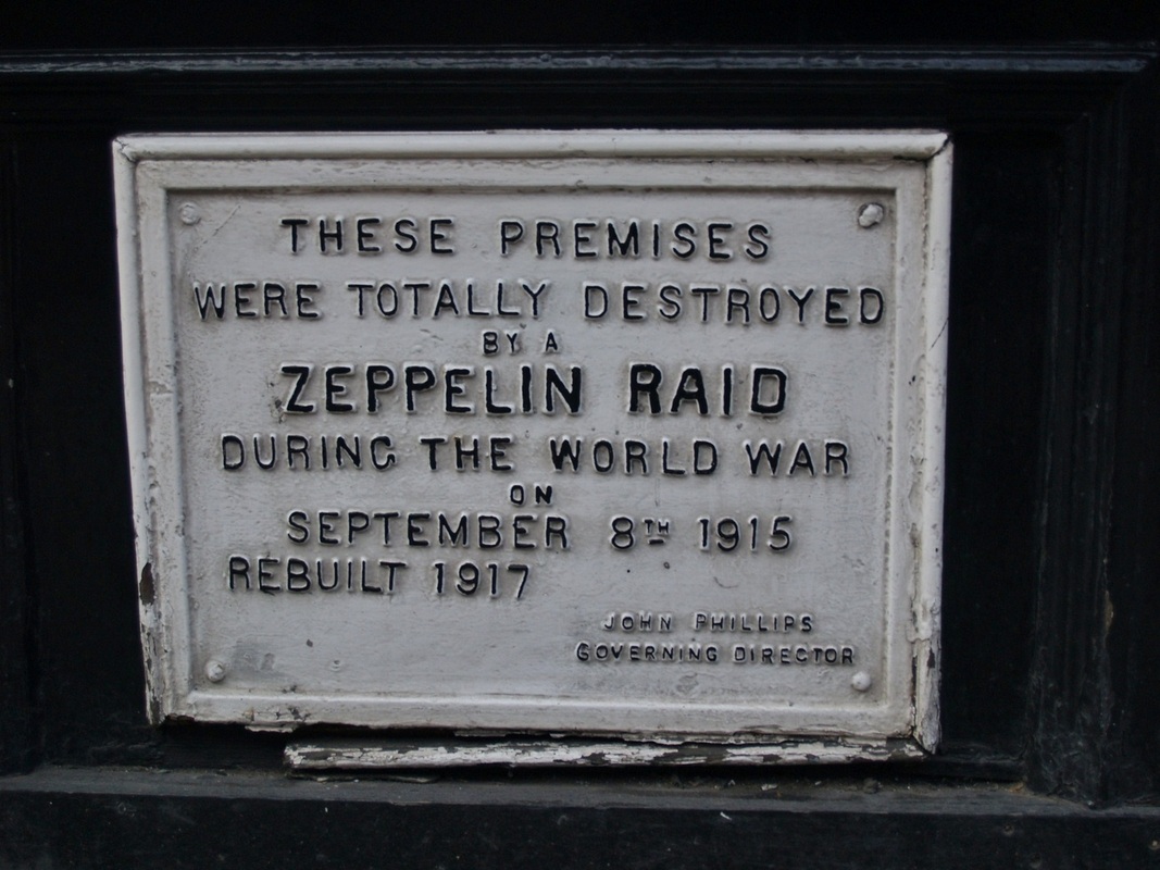 Premises destroyed on Farringdon Road Zeppelin Raid 1915