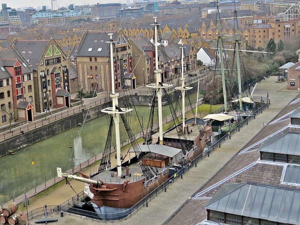 Picture replica ship at Tobacco Dock in Wapping