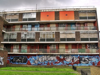 The derelict boarded up flats on Kingsland Estate Haggerston