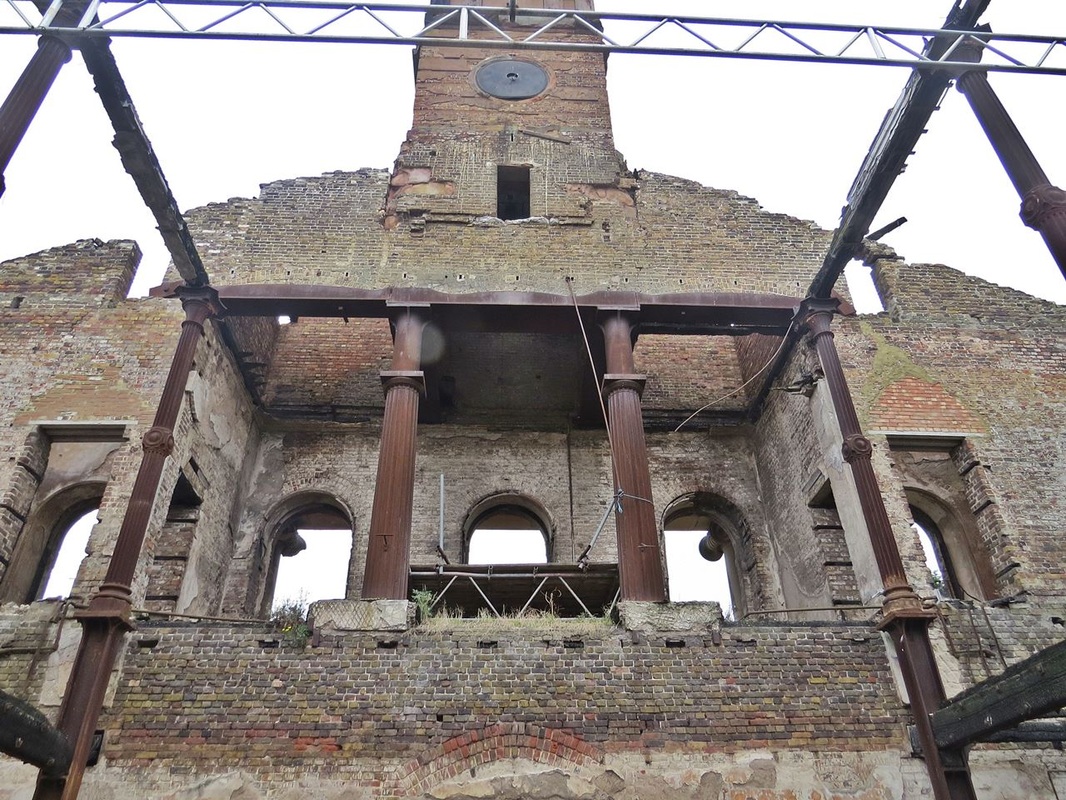 Picture of the Sheerness Dockyard Church fire damaged interior