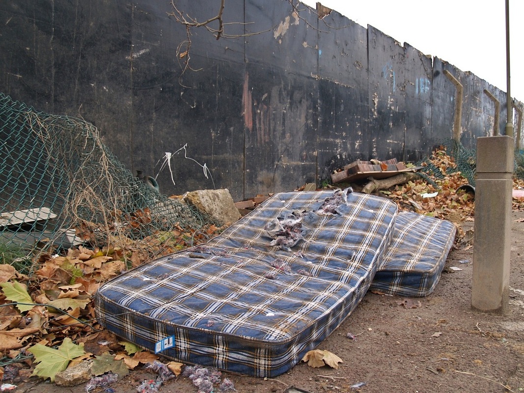 Abandoned mattresses in decaying part of Charlton 