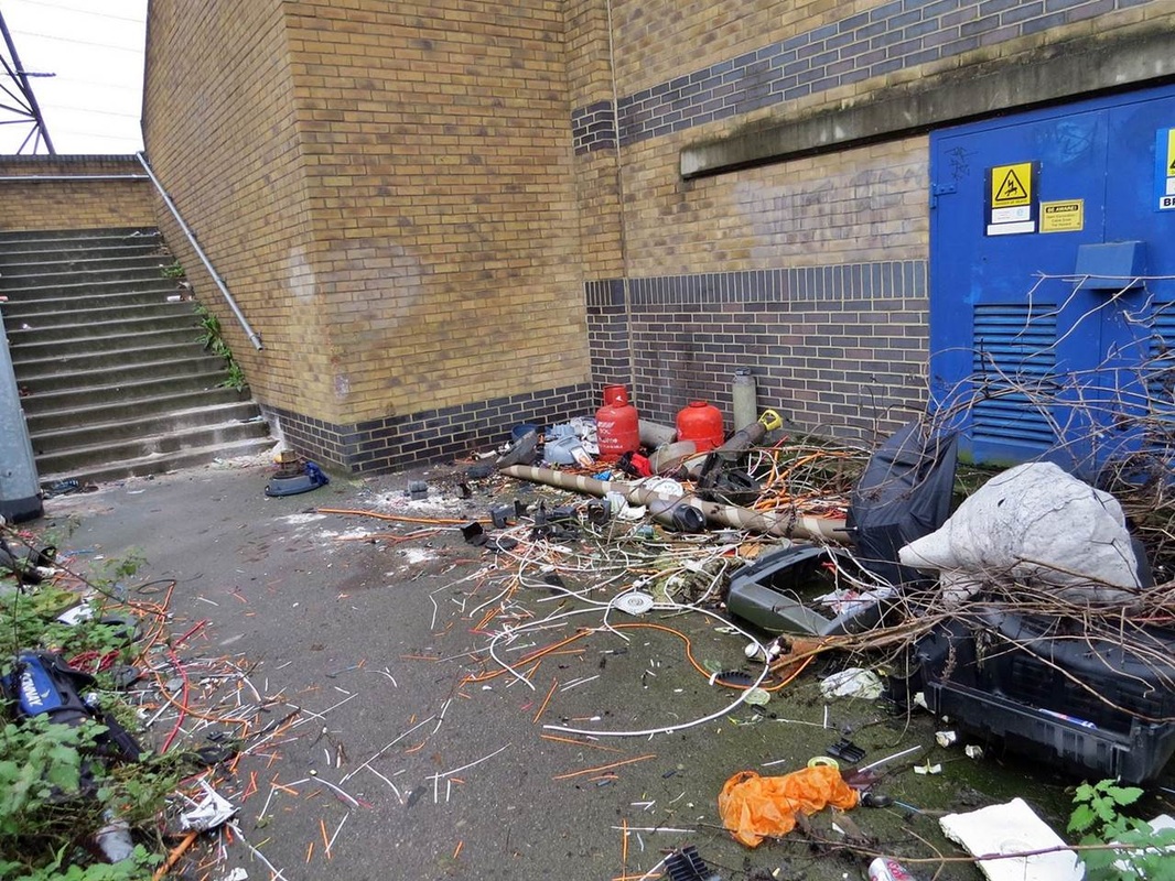 Flytipping Canning Town A13 near the site of the old Bridge House pub