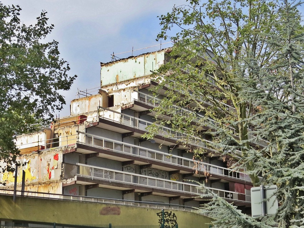 partly demolished tower block on the Heygate Estate in South London