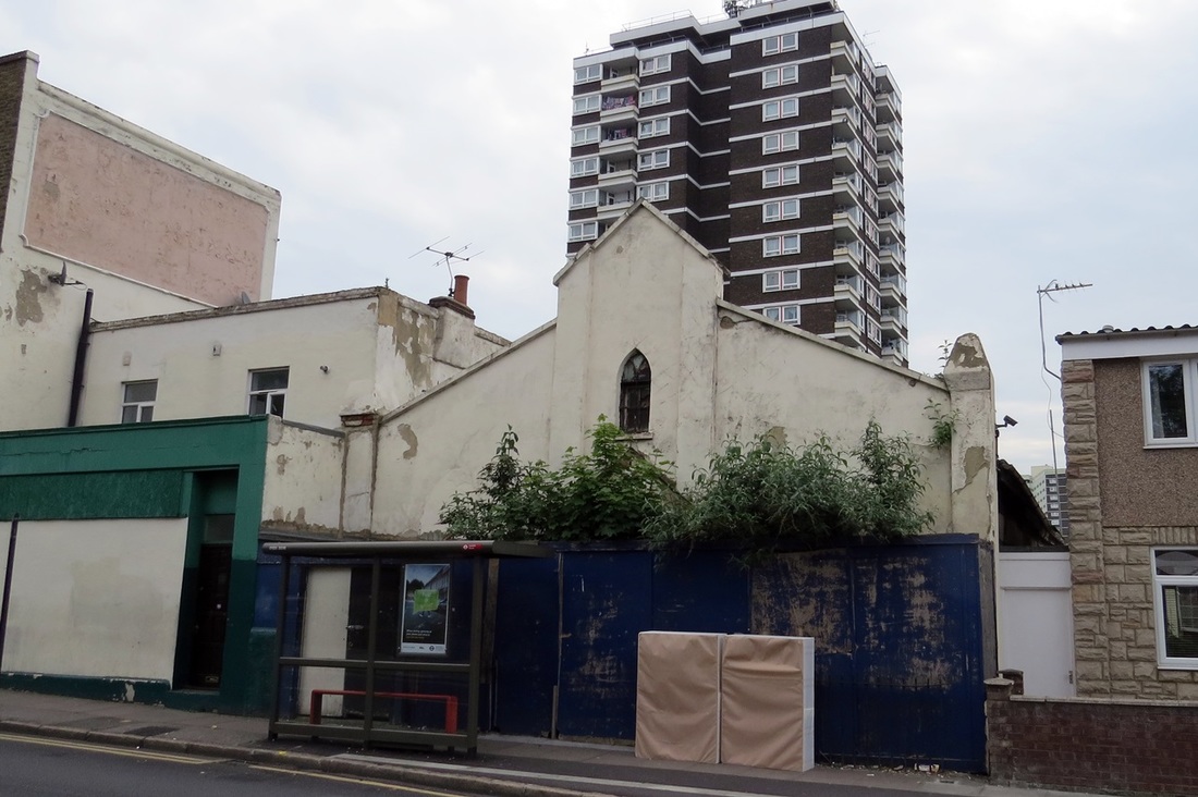 Derelict Salvation Army chapel in Upper Road, Plaistow, East London