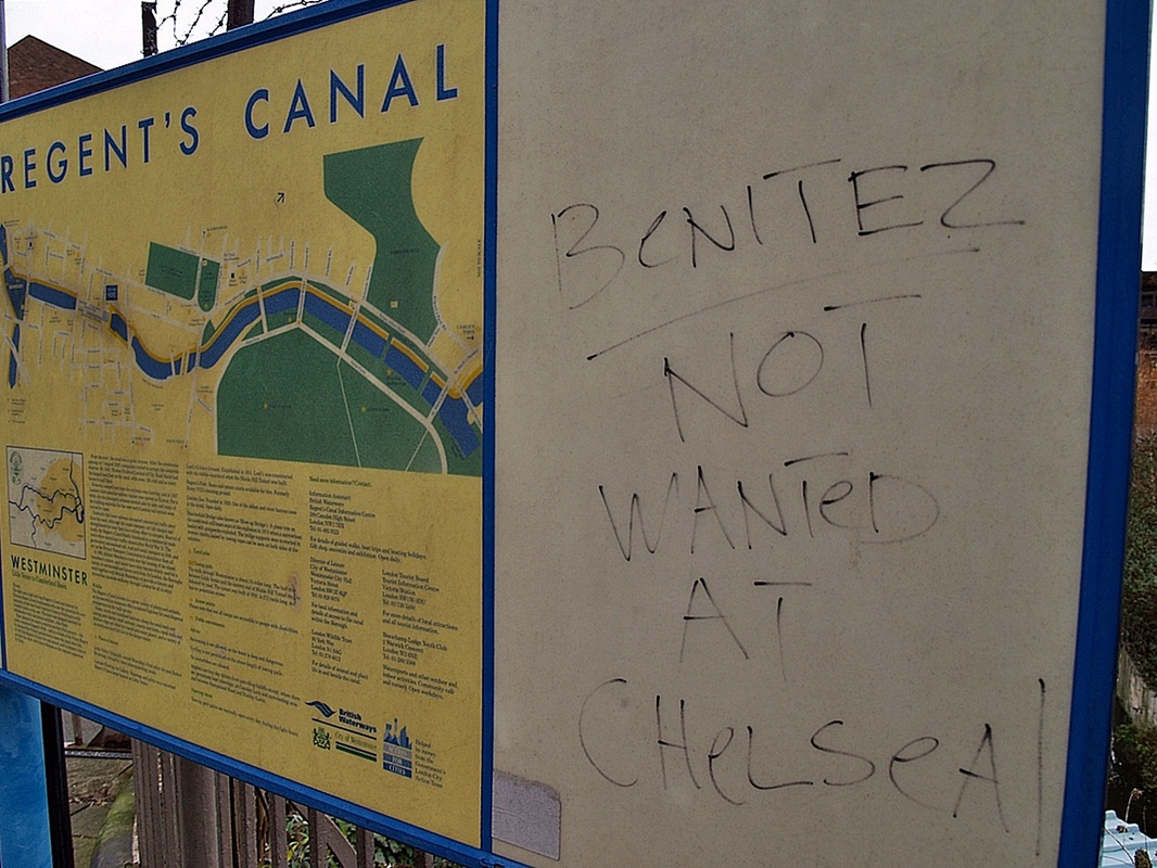 Benitez not wanted at Chelsea graffiti in Maida Vale by the Regent's Canal