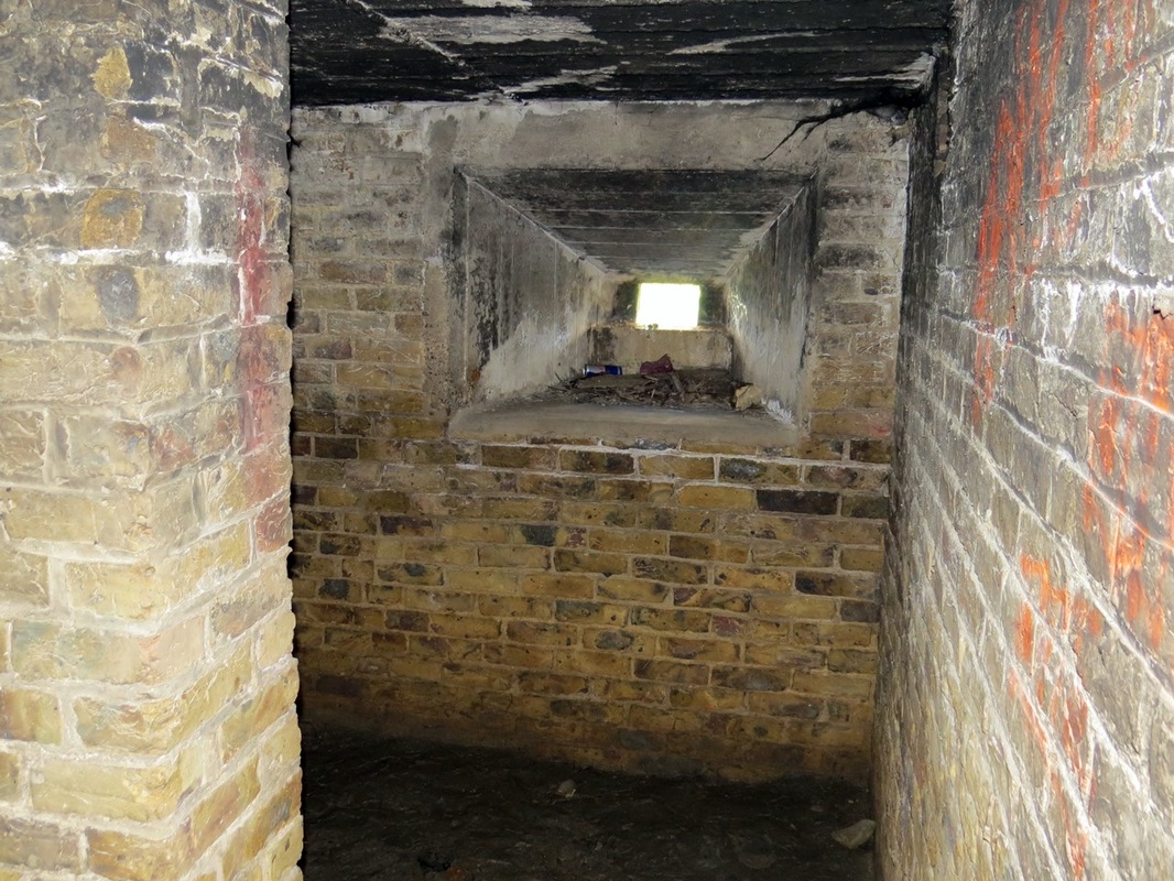 Picture of interior of World War Two pillbox in Hoo, Kent