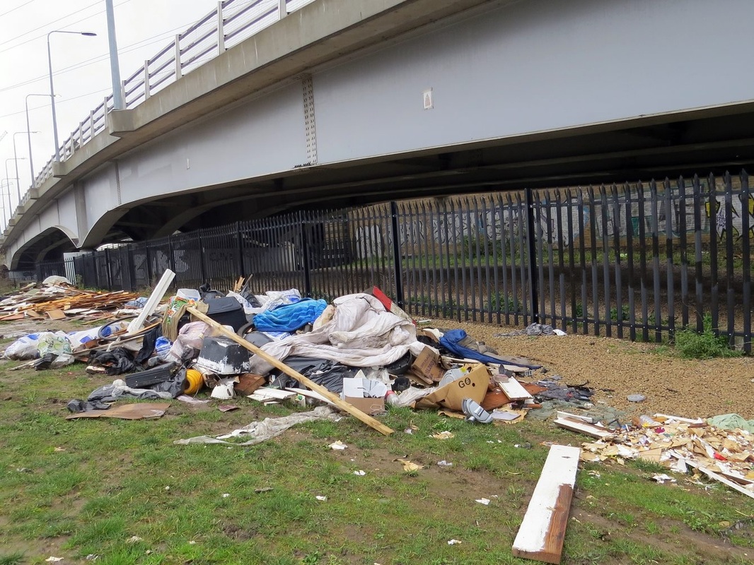 builders waste flytipped in Canning Town