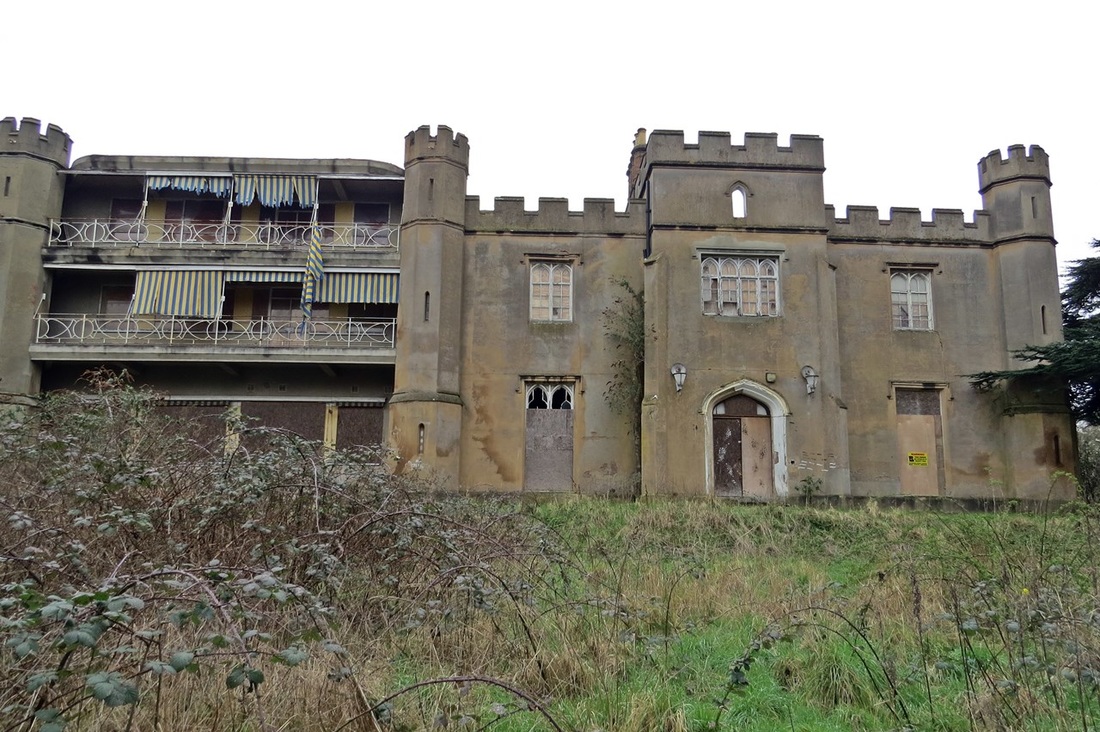 Twyford Abbey is a large abandoned gothic style building near Hangar Lane gyratory. Derelict London website photograph from Spring 2016