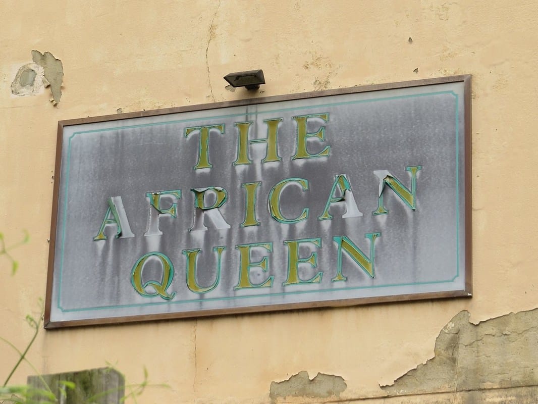 ghost sign for African Queen defunct pub in Grundy St, Poplar