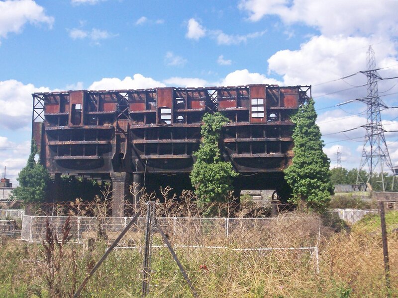Abandoned industrial buildings at Beckton Sewage works in East London
