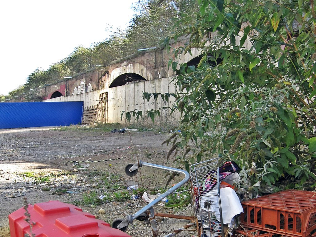 Abandoned railway lands off Brick Lane in East London