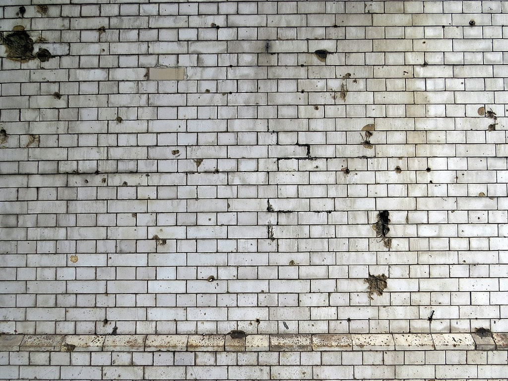 Evidence of World War Two shrapnel damage from the Blitz and a V2 rocket at the old Blackfriars Station