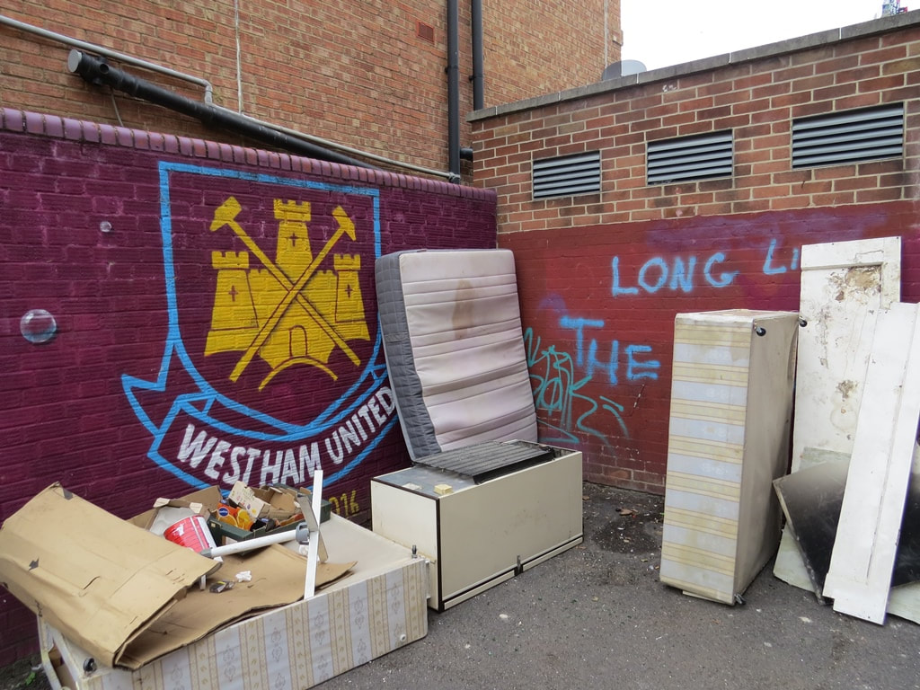Flytipping of mattresses near West Ham United's old ground in Upton Park, East London