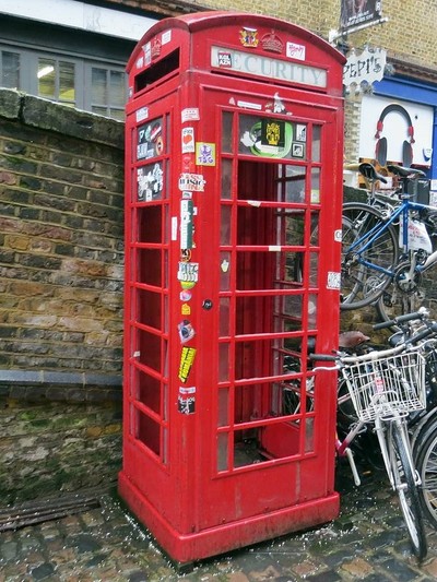 classic domed design K6 telephone box made from cast iron with a domed roof designed by Sir Giles Gilbert Scott 