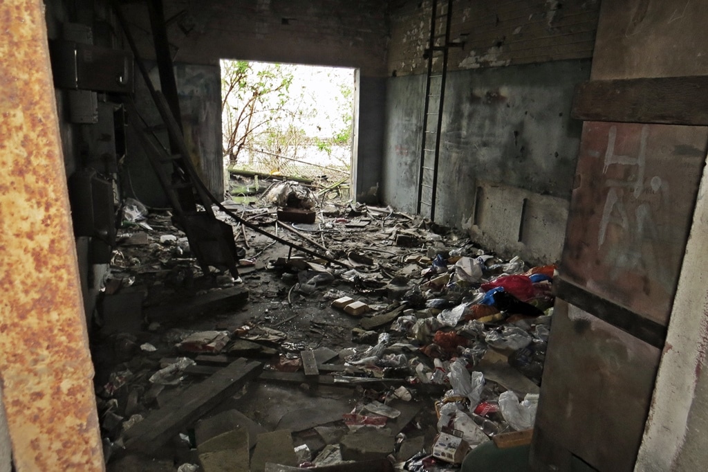 Interior of derelict building in  Silvertown, E16 - Junction of Hartmann Rd and Connaught Rd