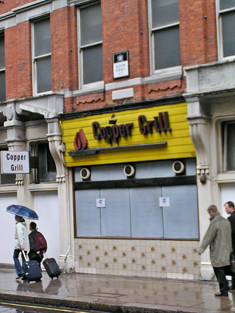 Picture of closed down Copper Grill Cafe in London
