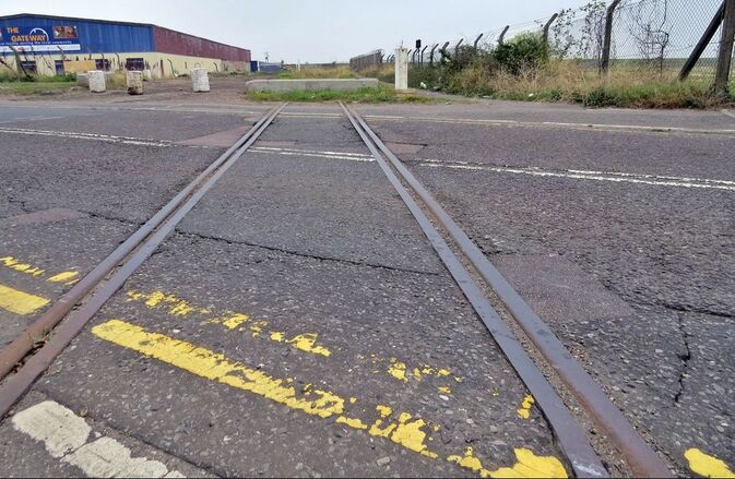 Picture. Redundant railway sidings in Queenborough on Isle of Sheppey
