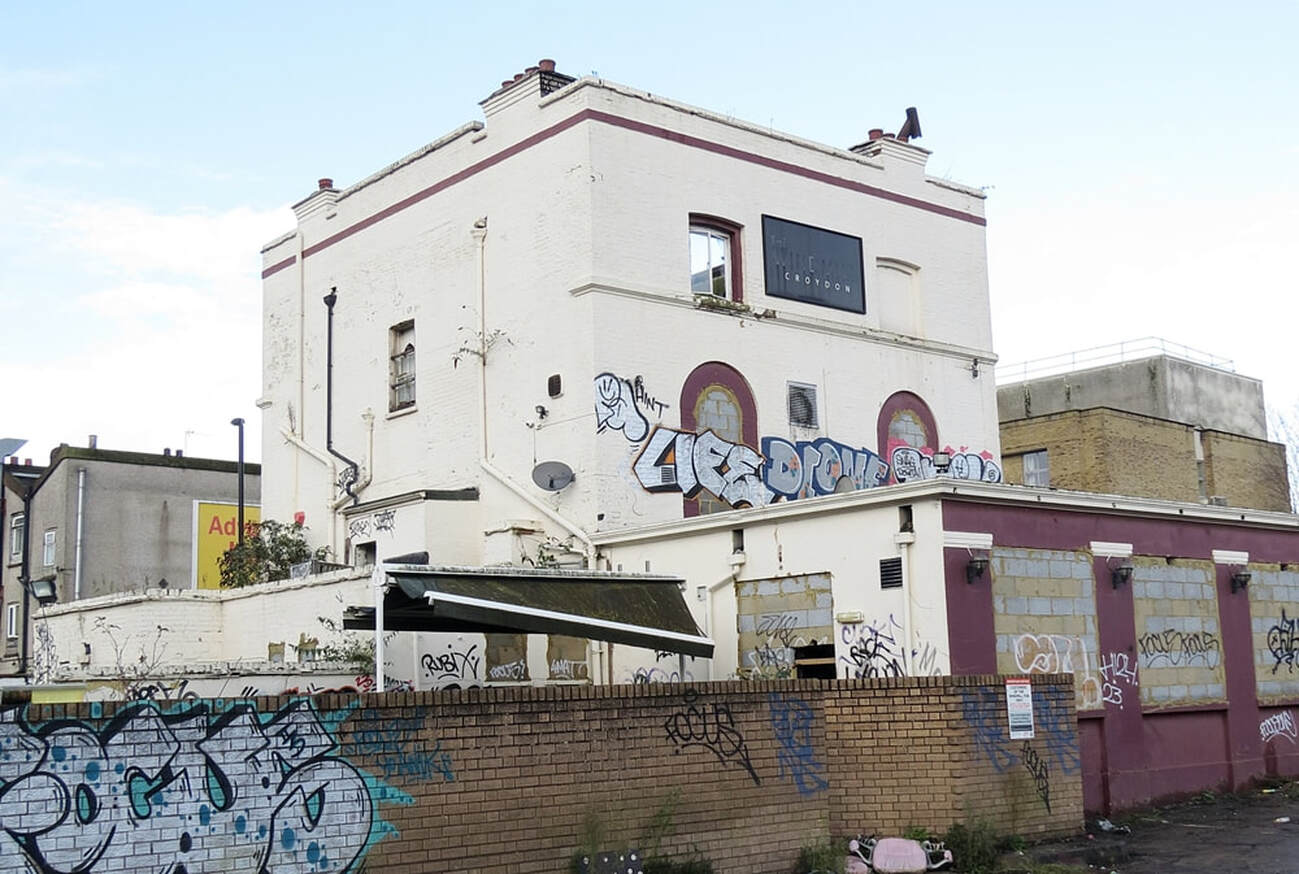 The derelict and fire damaged Windmill pub in Croydon