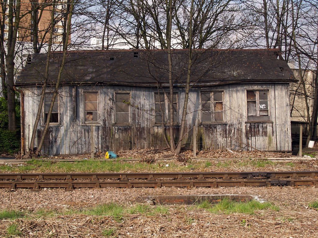 Derelict abandoned railway shed in Finsbury Park, North London