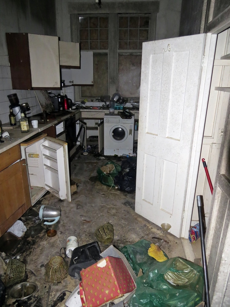 kitchen in derelict London property
