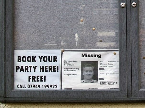 Book your party here sign at dead pub in Hackney