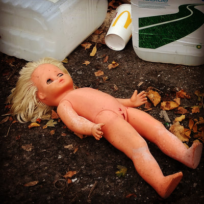 scary discarded naked doll in Dartford