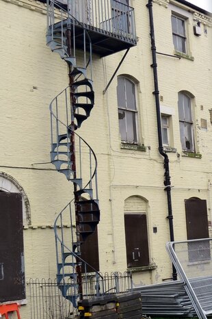 spiral staircase at derelict building in East London