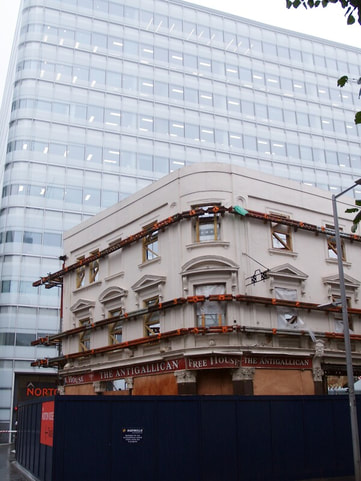 The derelict Antigallican pub in Tooley Street near London Bridge. Its name was from from the Anti-French societies that sprang up in London during the Napoleonic Wars.