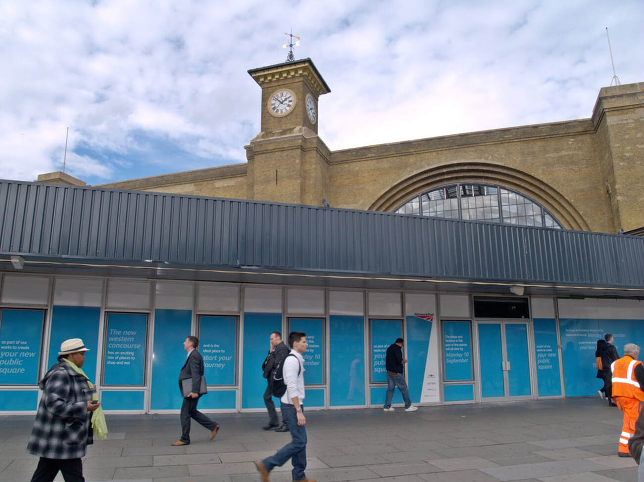  Boarded up old concourse frontage at King's Cross Station in London